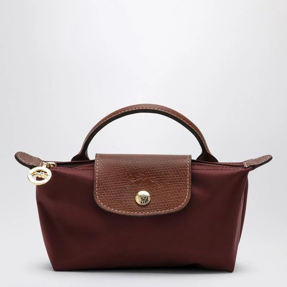 Burgundy Longchamp Le Pliage Cosmetics Case - Picture 1 of 8